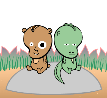 Chipmunk and Lizard, by Angel